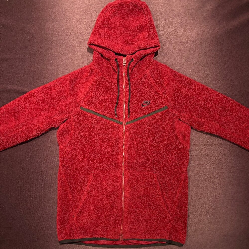 Nike Red Sherpa Fleece Zip-Up Hoodie | Unisex